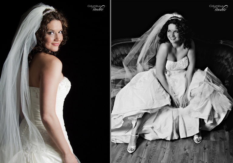 Bridal Boudoir Photography, Portraits in wedding gown